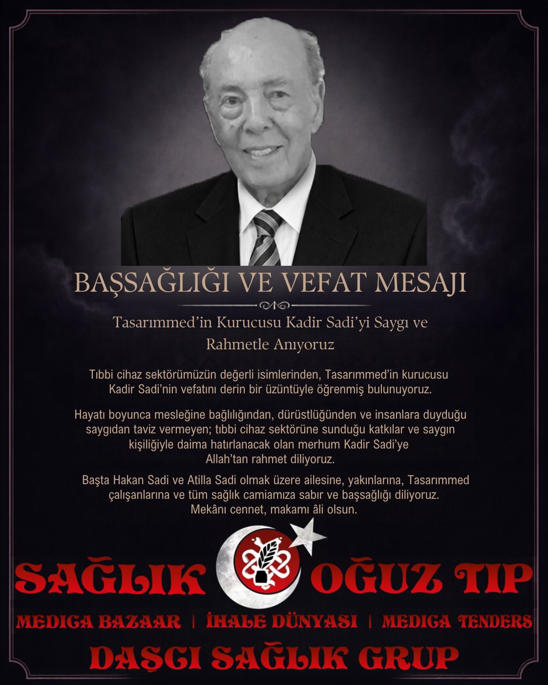 Kadir Sadi Ba�sa�l��� ve Vefat Duyurusu